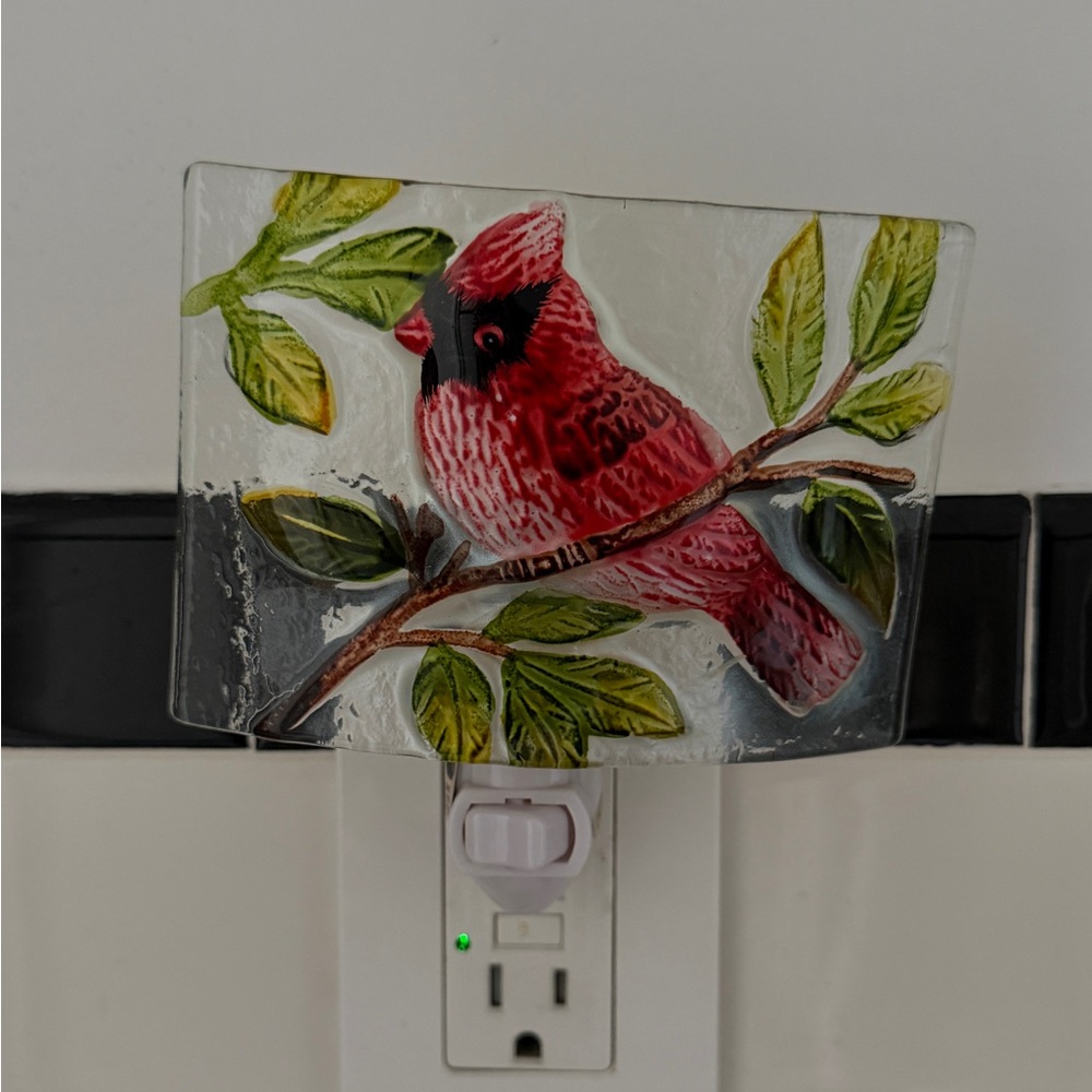 Vintage Glass Cardinal Night Light